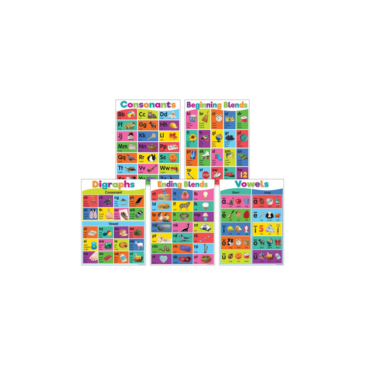 Teacher Created Resources® Colorful Phonics Bulletin Board Set, 5 Posters