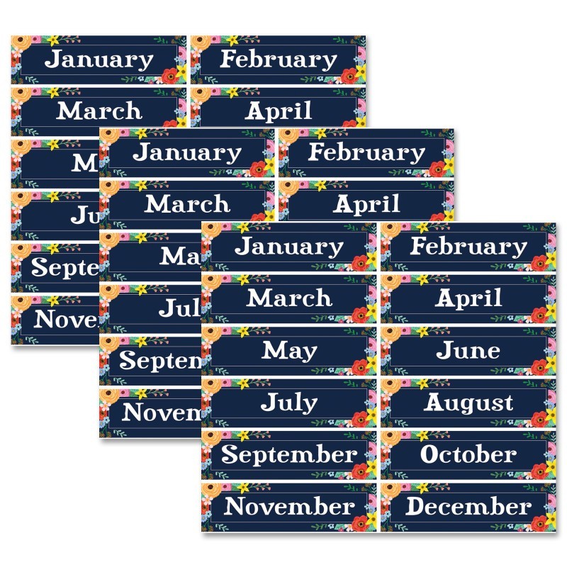 Teacher Created Resources® Wildflowers Monthly Headliners, 12 Per Pack, 3 Packs