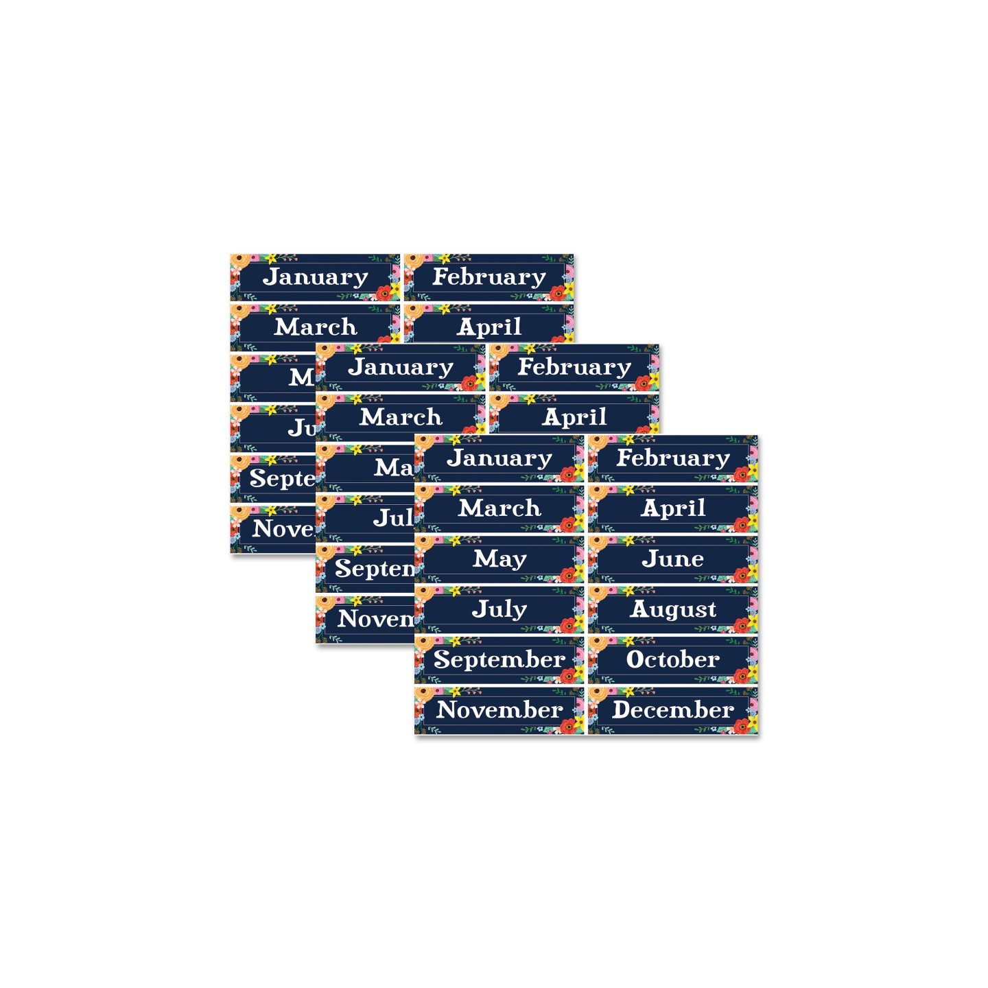 Teacher Created Resources® Wildflowers Monthly Headliners, 12 Per Pack, 3 Packs