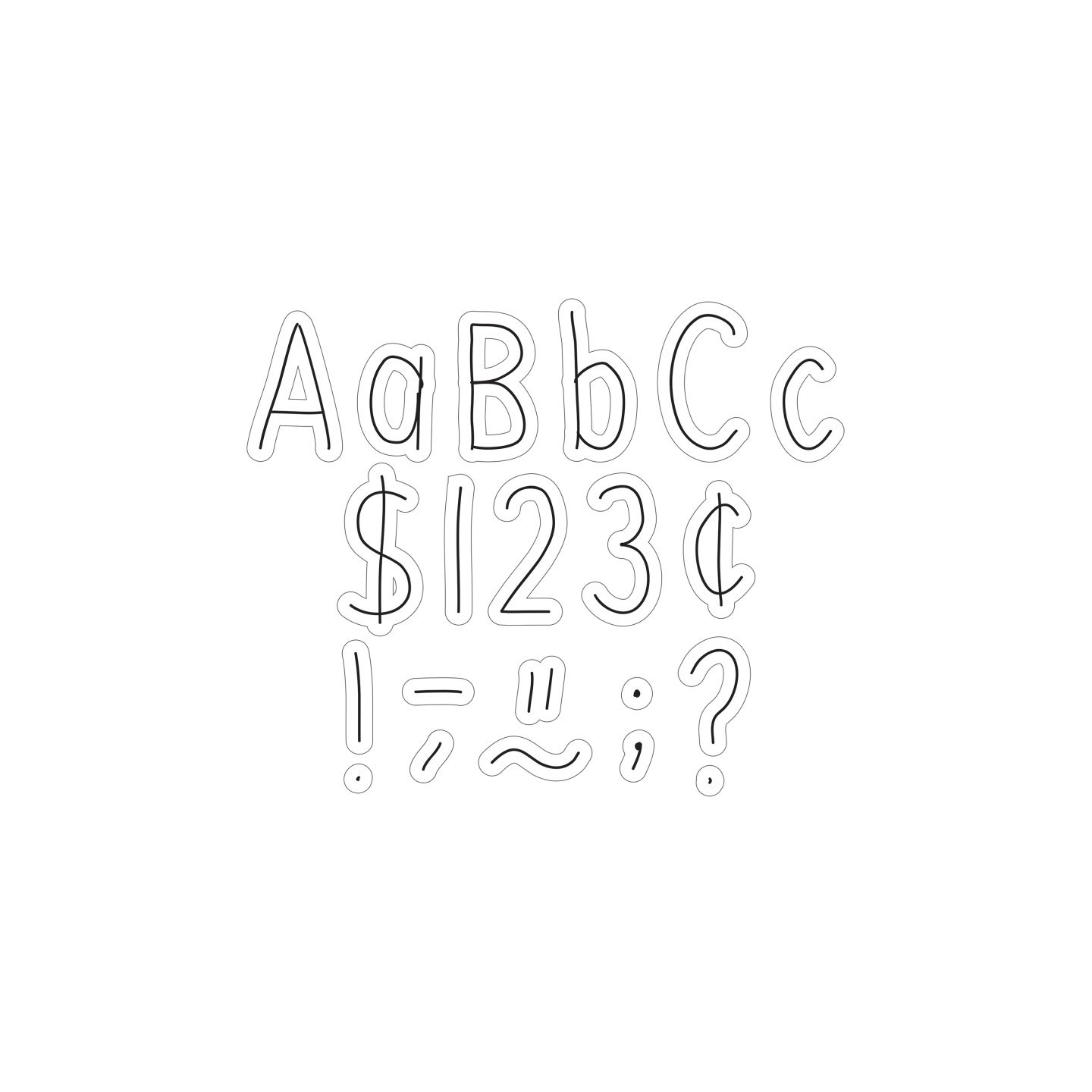 Teacher Created Resources® Black on White Hand Drawn 4" Letters Combo Pack, 262 Pieces