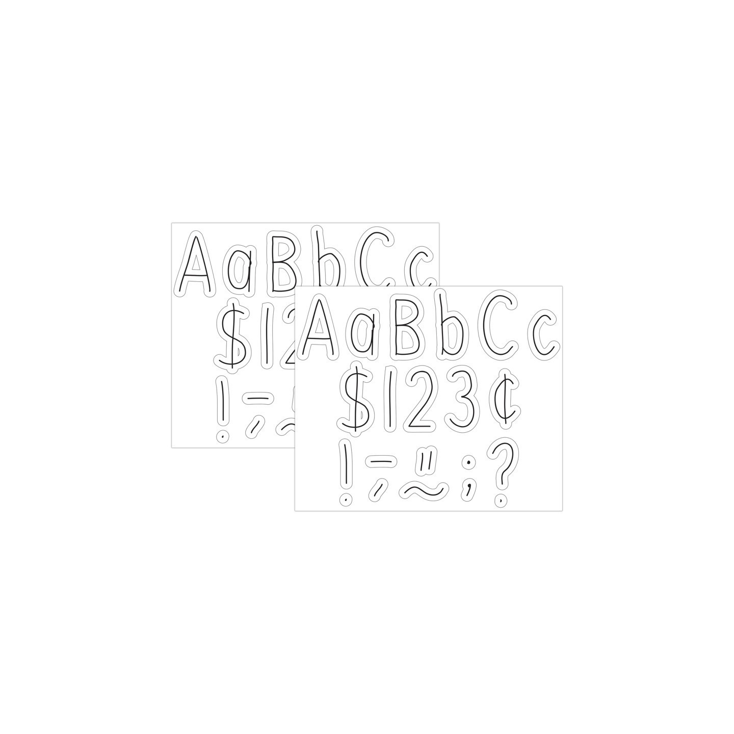 Teacher Created Resources® Black on White Hand Drawn 4" Letters Combo Pack, 262 Pieces Per Pack, 2 Packs