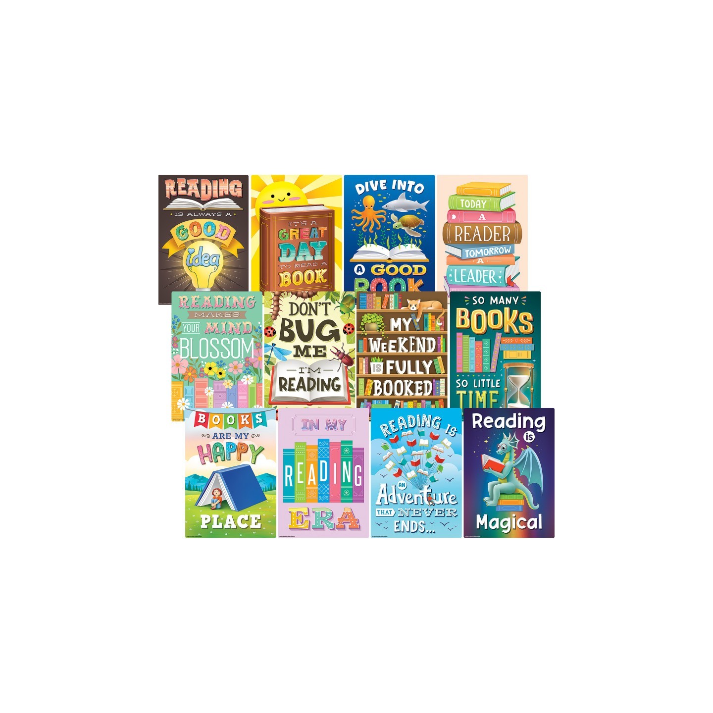 Teacher Created Resources® Reading Is Fun Small Poster Pack, 12 Posters