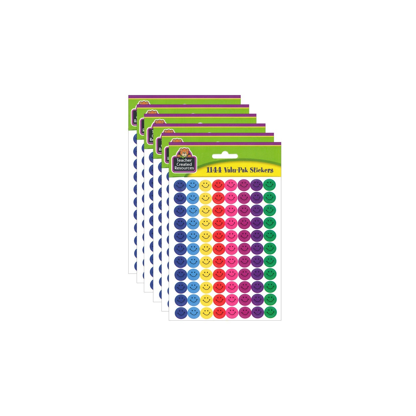 Teacher Created Resources® Mini Happy Face Stickers Valu-Pak, Multi Color, 1,144 Per Pack, 6 Packs