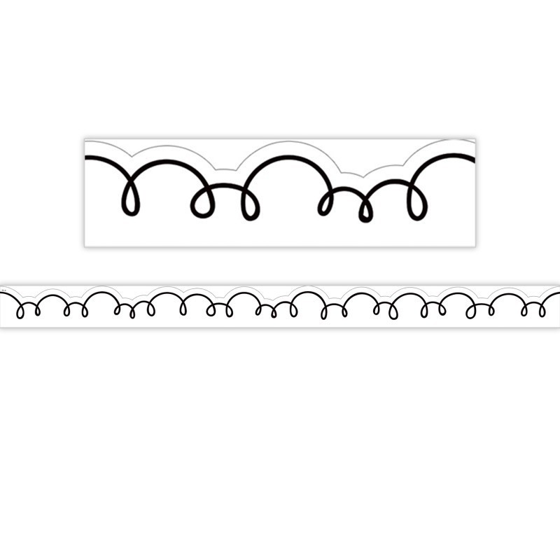 Teacher Created Resources® White with Black Squiggles Die-Cut Border Trim, 35 Feet
