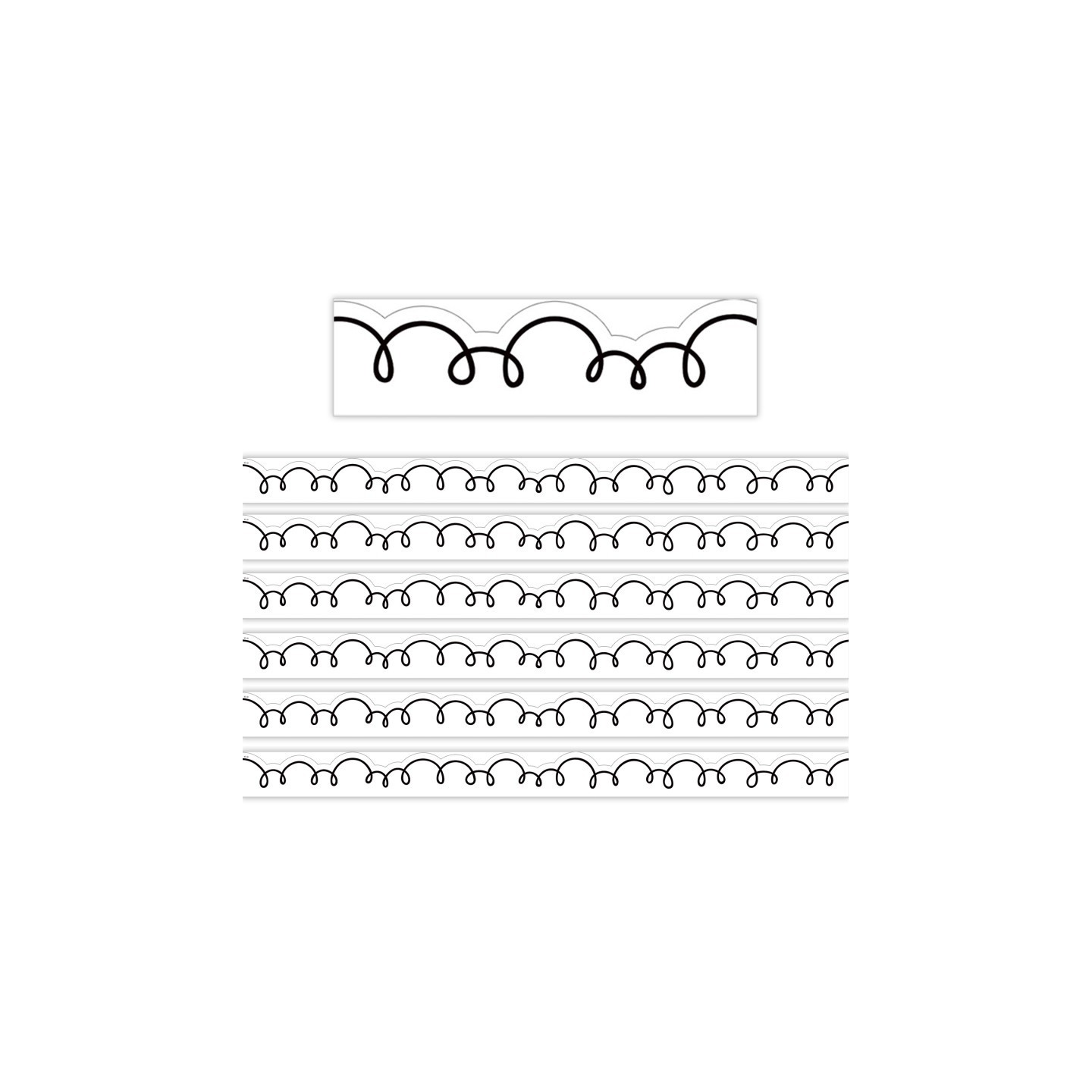 Teacher Created Resources® White with Black Squiggles Die-Cut Border Trim, 35 Feet Per Pack, 6 Packs