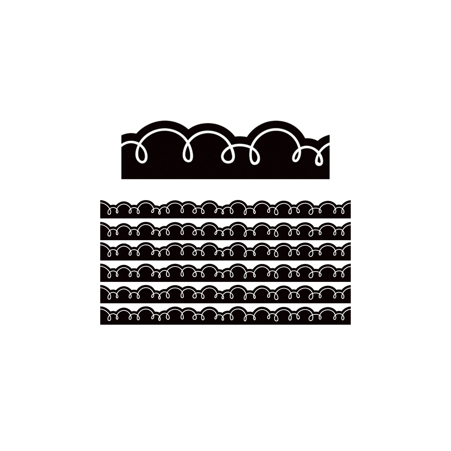 Teacher Created Resources® Black with White Squiggles Die-Cut Border Trim, 35 Feet Per Pack, 6 Packs