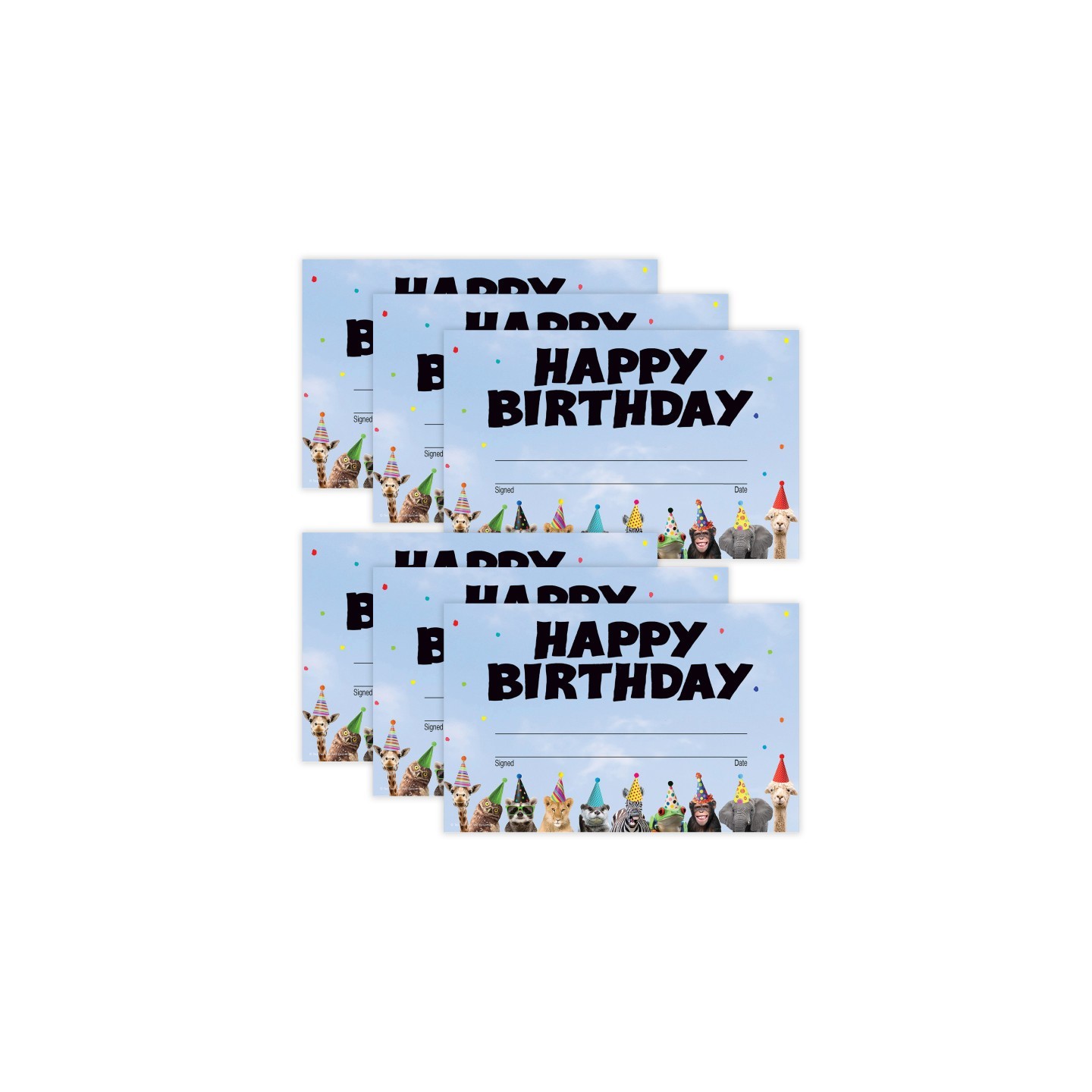 Teacher Created Resources® Go Wild Animals Happy Birthday Awards, 30 Per Pack, 6 Packs