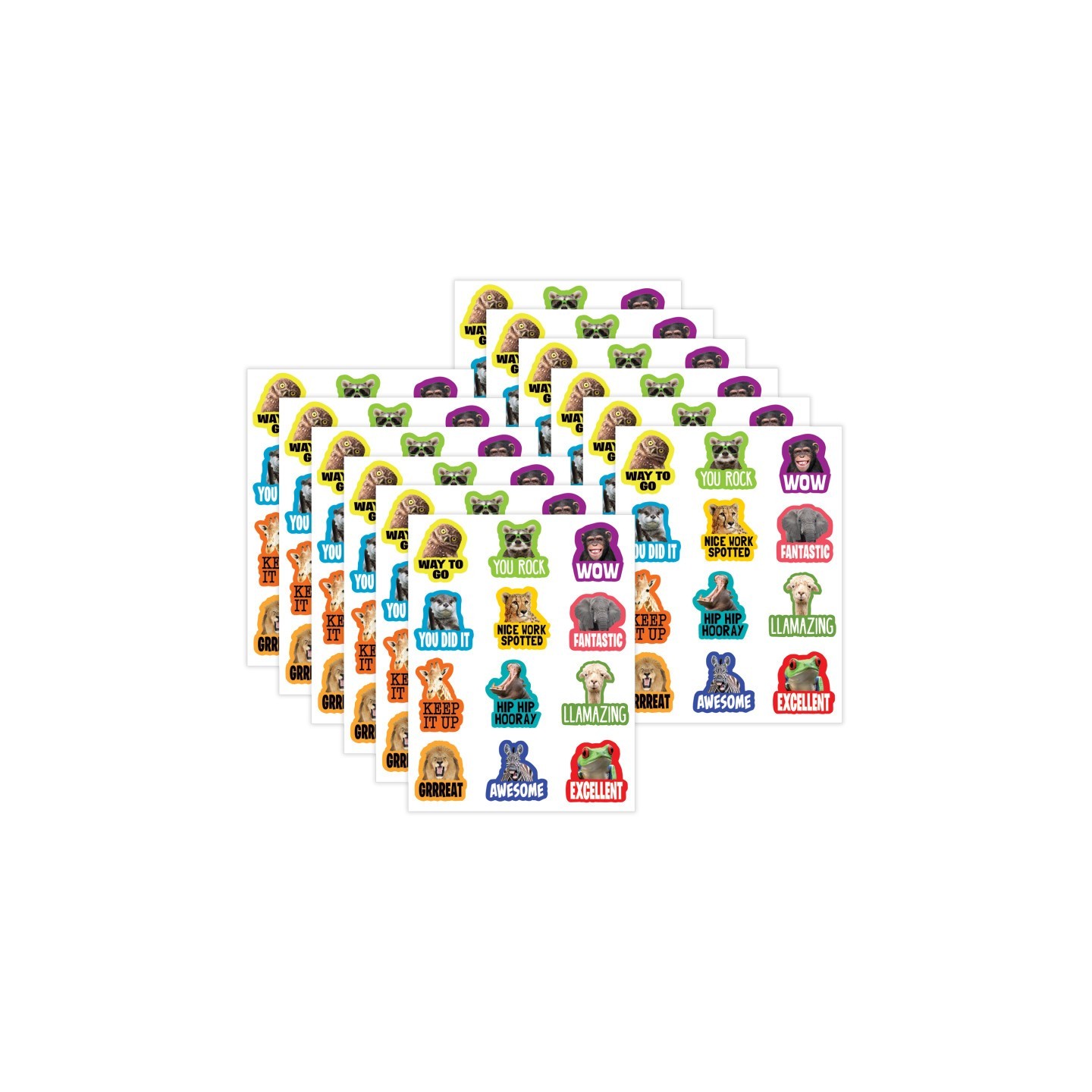 Teacher Created Resources® Go Wild Animals Stickers, 72 Per Pack, 12 Packs