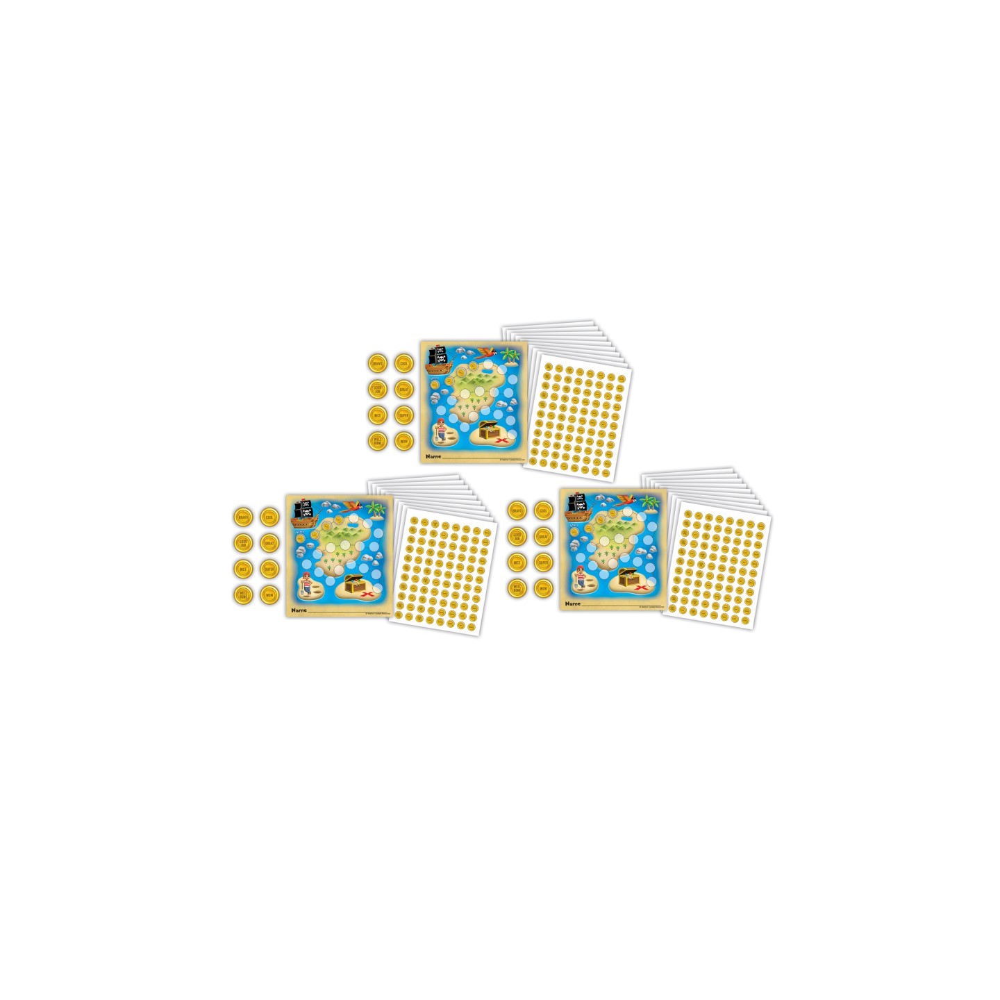 Teacher Created Resources® Treasure Hunt Reward Trackers with Stickers, 3 Packs