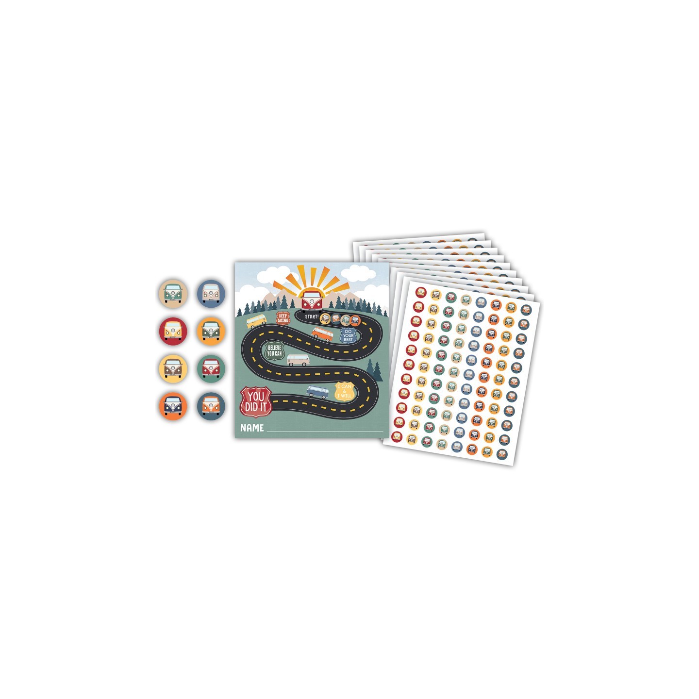 Teacher Created Resources® Moving Mountains Road Trip Reward Trackers with Stickers