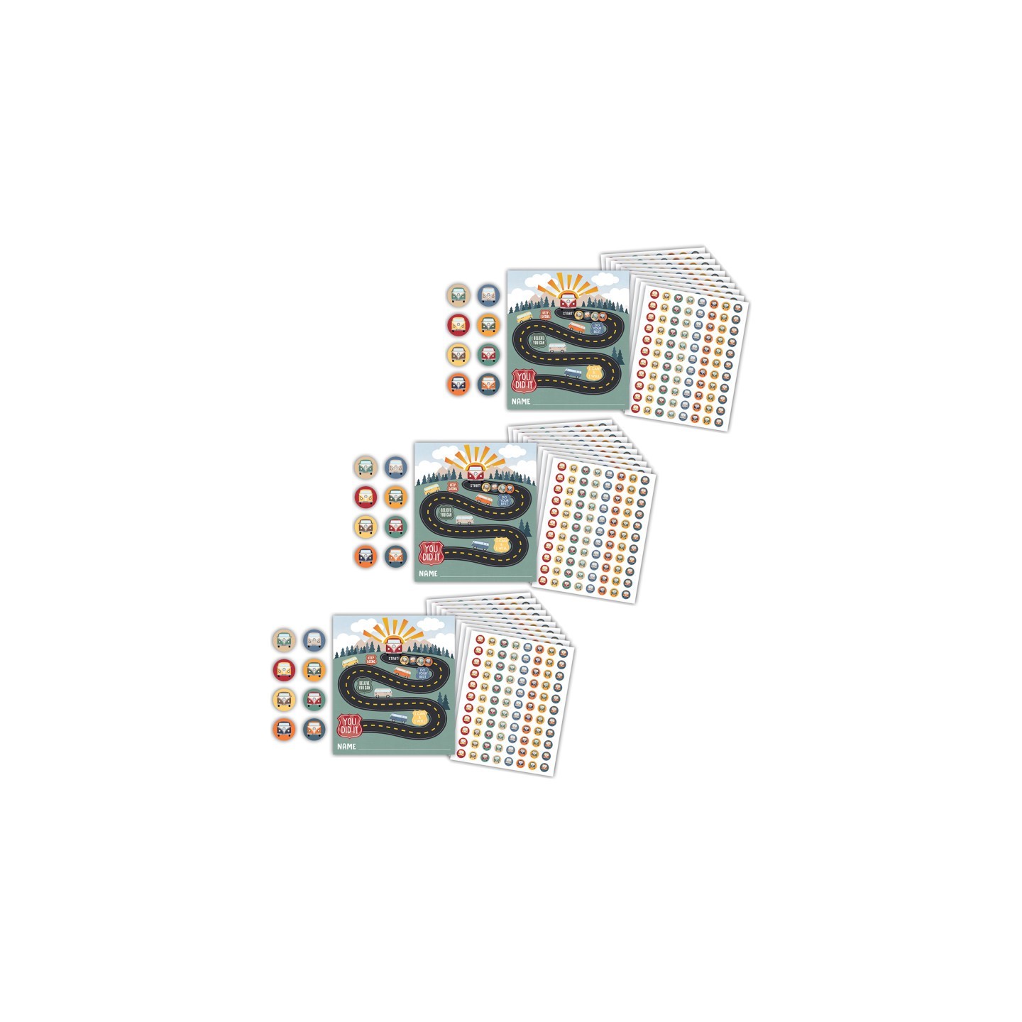 Teacher Created Resources® Moving Mountains Road Trip Reward Trackers with Stickers, 3 Packs