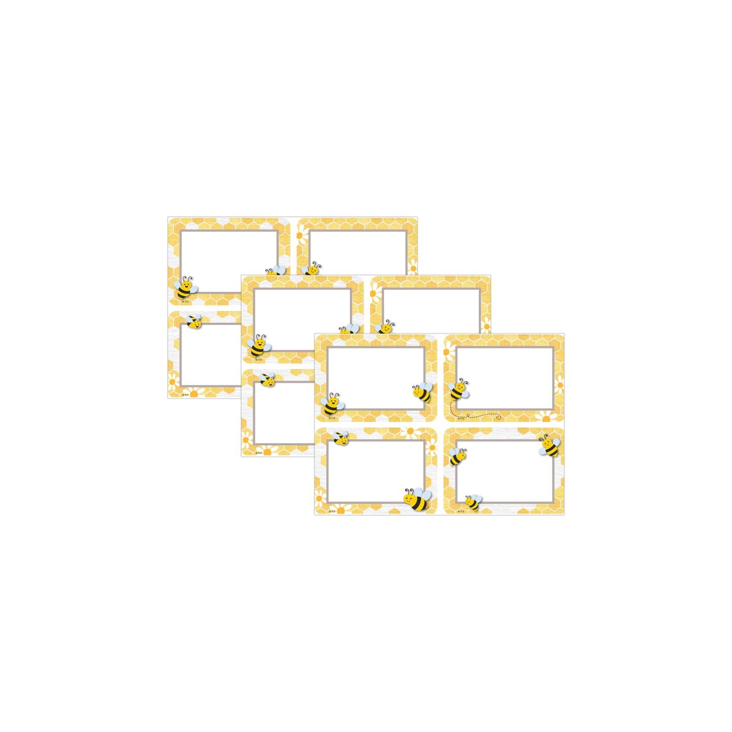 Teacher Created Resources® Buzzing Bees Name Tags/Labels - Multi-Pack, 3-1/2" x 2-1/2", 36 Per Pack, 3 Packs