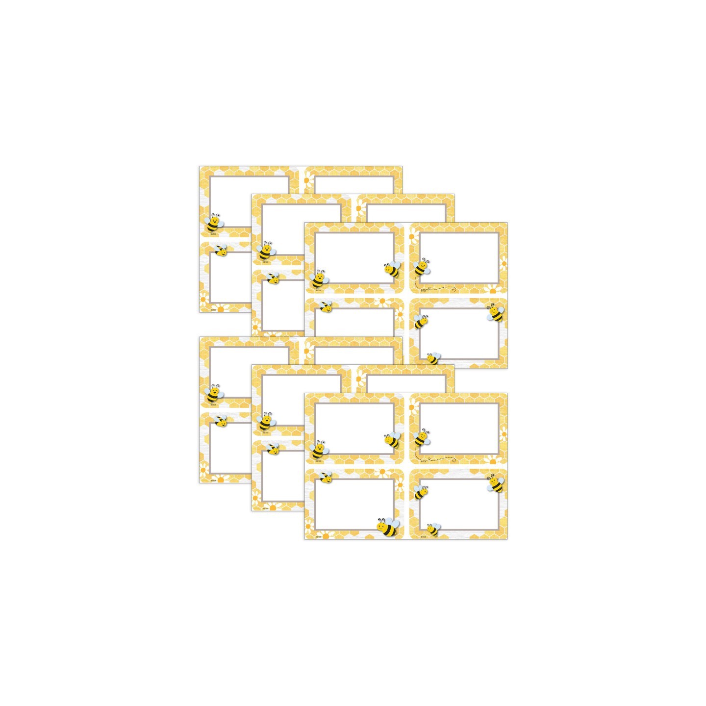 Teacher Created Resources® Buzzing Bees Name Tags/Labels, Multi-Pack, 3-1/2" x 2-1/2", 36 Per Pack, 6 Packs