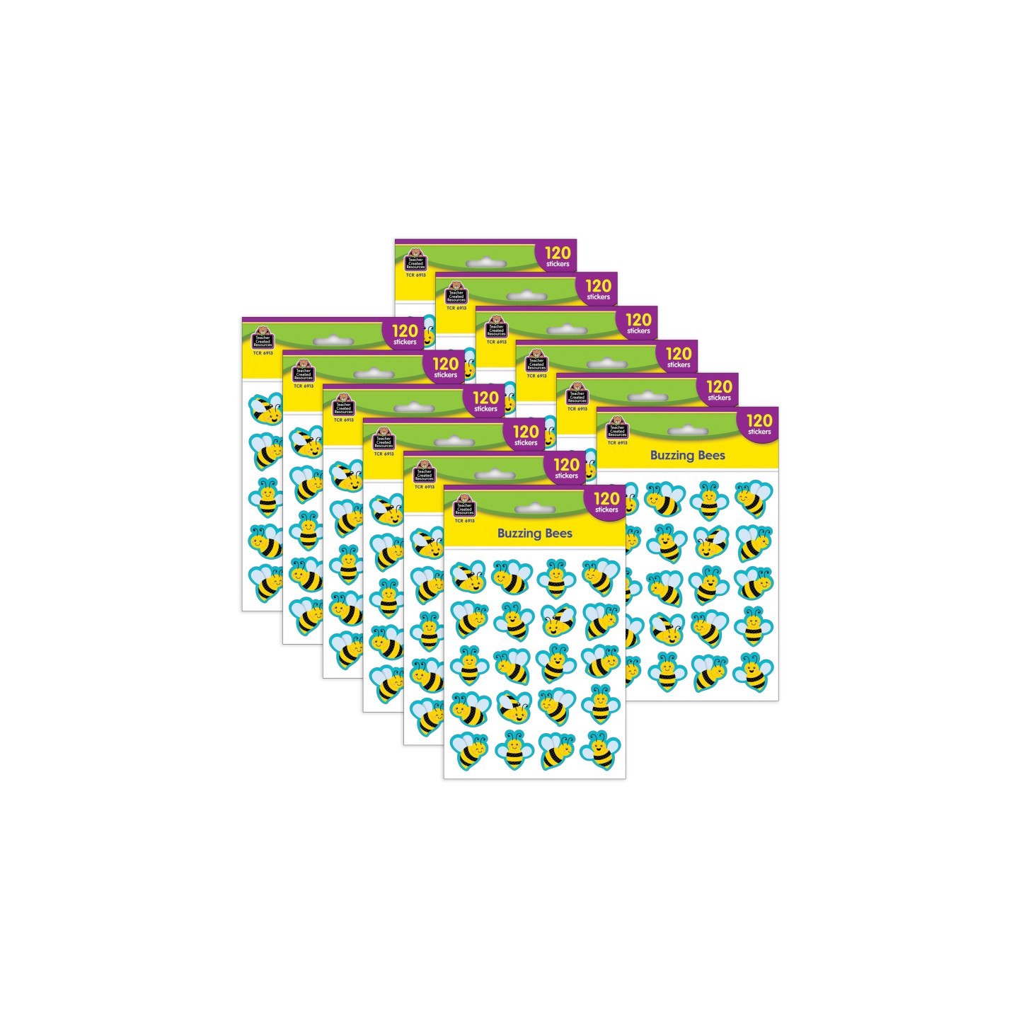 Teacher Created Resources® Buzzing Bees Stickers, 120 Per Pack, 12 Packs