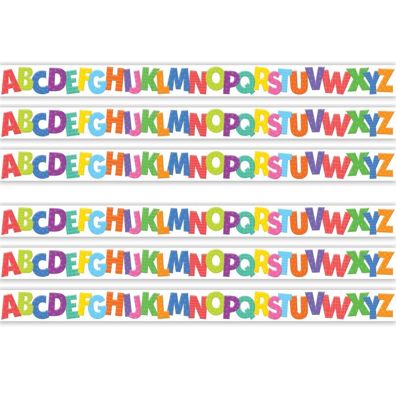 Teacher Created Resources® Colorful Alphabet Die-Cut Border Trim, 35 Feet Per Pack, 6 Packs