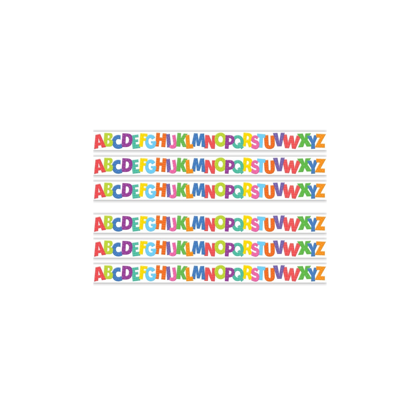 Teacher Created Resources® Colorful Alphabet Die-Cut Border Trim, 35 Feet Per Pack, 6 Packs