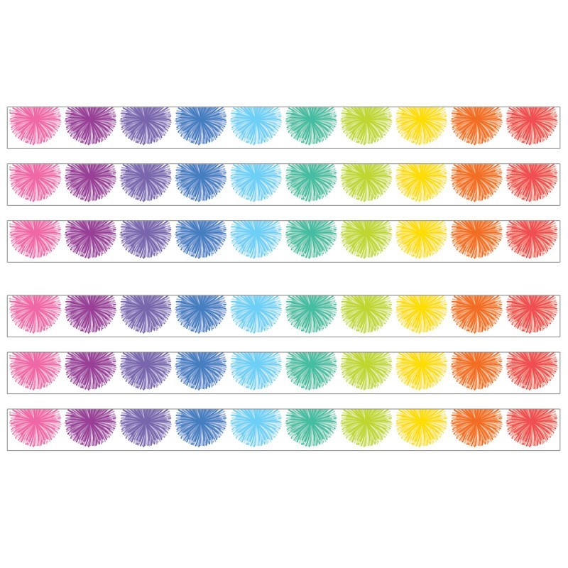 Teacher Created Resources® Colorful Poms Scalloped Die-Cut Border Trim, 35 Feet Per Pack, 6 Packs