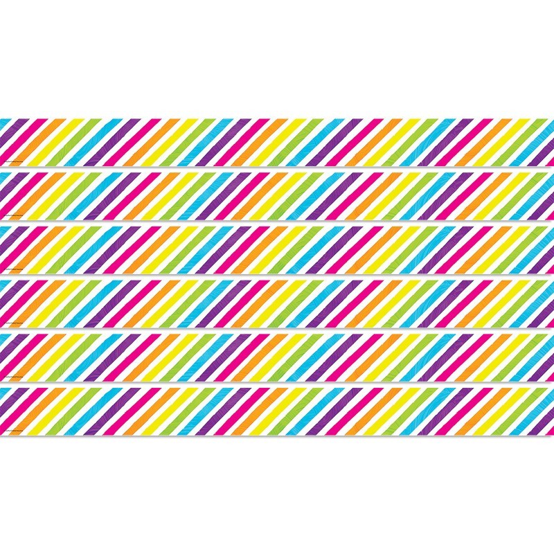 Teacher Created Resources® Brights 4Ever Stripes Straight Border Trim, 35 Feet Per Pack, 6 Packs