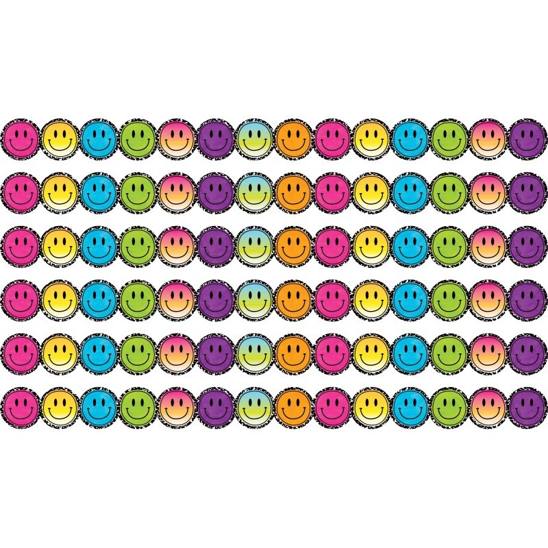 Teacher Created Resources® Brights 4Ever Smiley Faces Die-Cut Border Trim, 35 Feet Per Pack, 6 Packs
