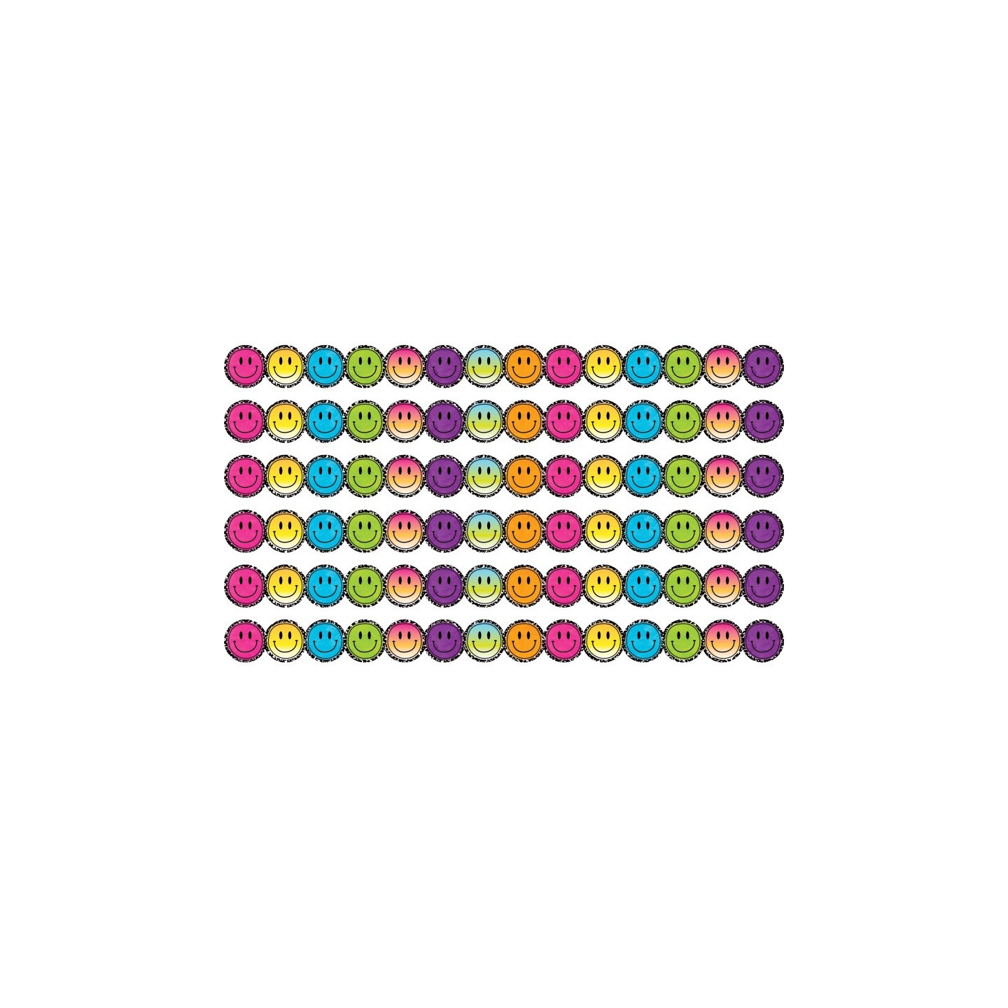 Teacher Created Resources® Brights 4Ever Smiley Faces Die-Cut Border Trim, 35 Feet Per Pack, 6 Packs