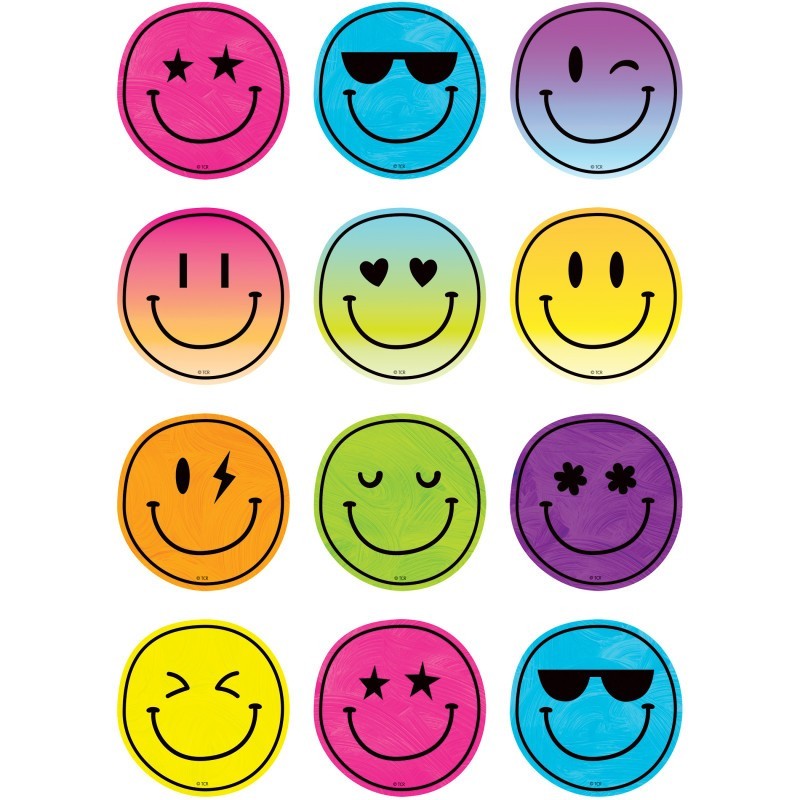 Teacher Created Resources® Brights 4Ever Smiley Faces Mini Accents, 36 Per Pack, 6 Packs
