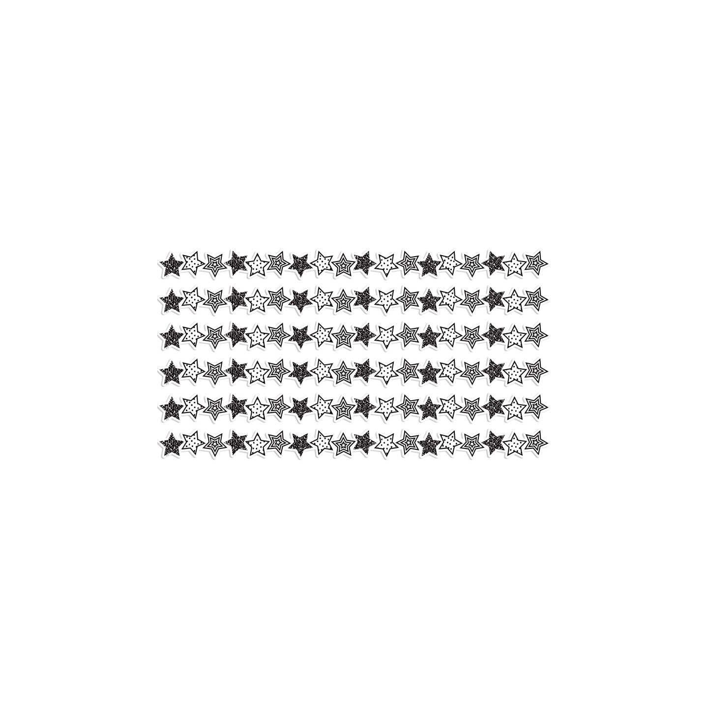 Teacher Created Resources® Black and White Stars Die-Cut Border Trim, 35 Feet Per Pack, 6 Packs