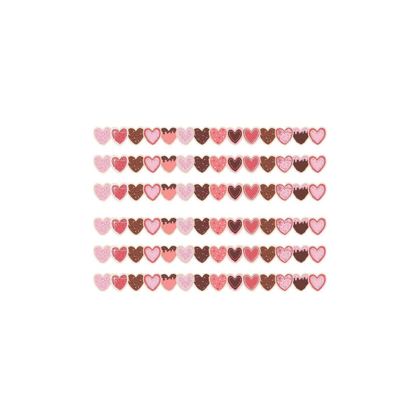 Teacher Created Resources® Frosted Heart Cookies Die-Cut Border Trim, 35 Feet Per Pack, 6 Packs