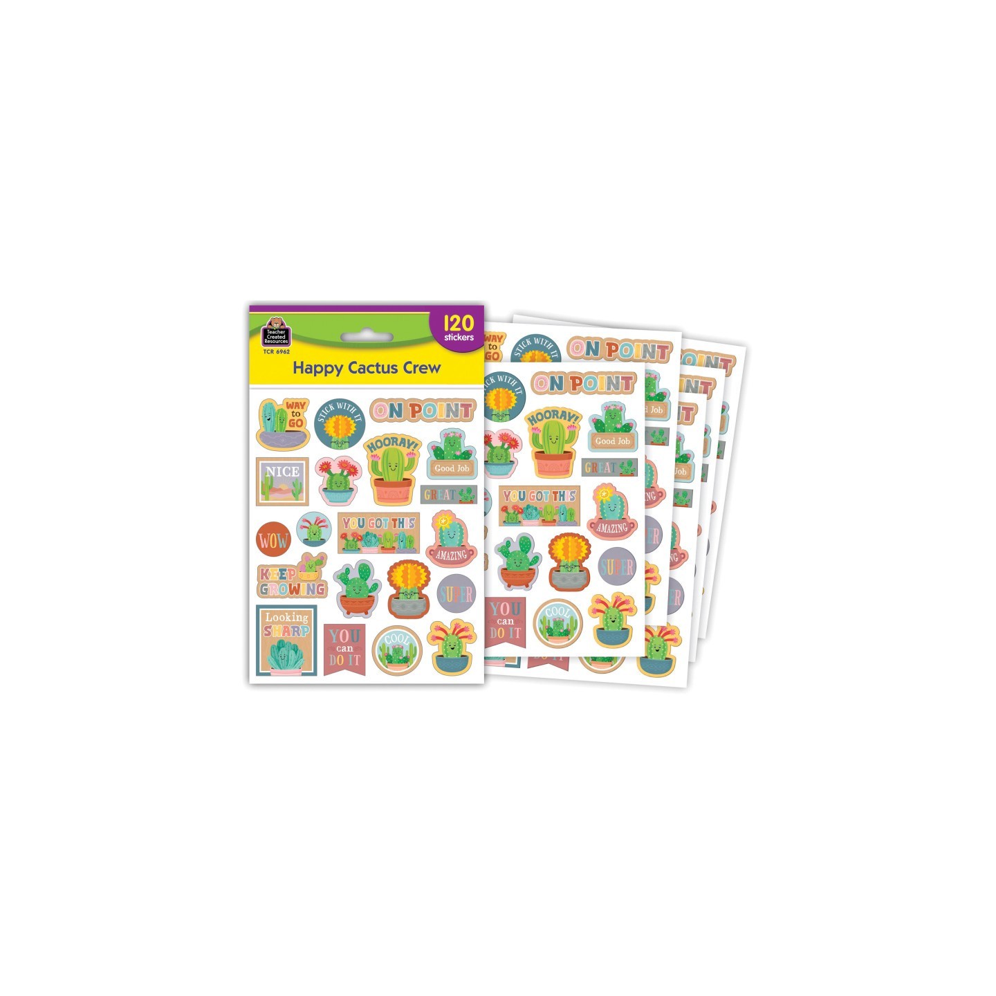 Teacher Created Resources® Happy Cactus Crew Stickers, Pack of 120