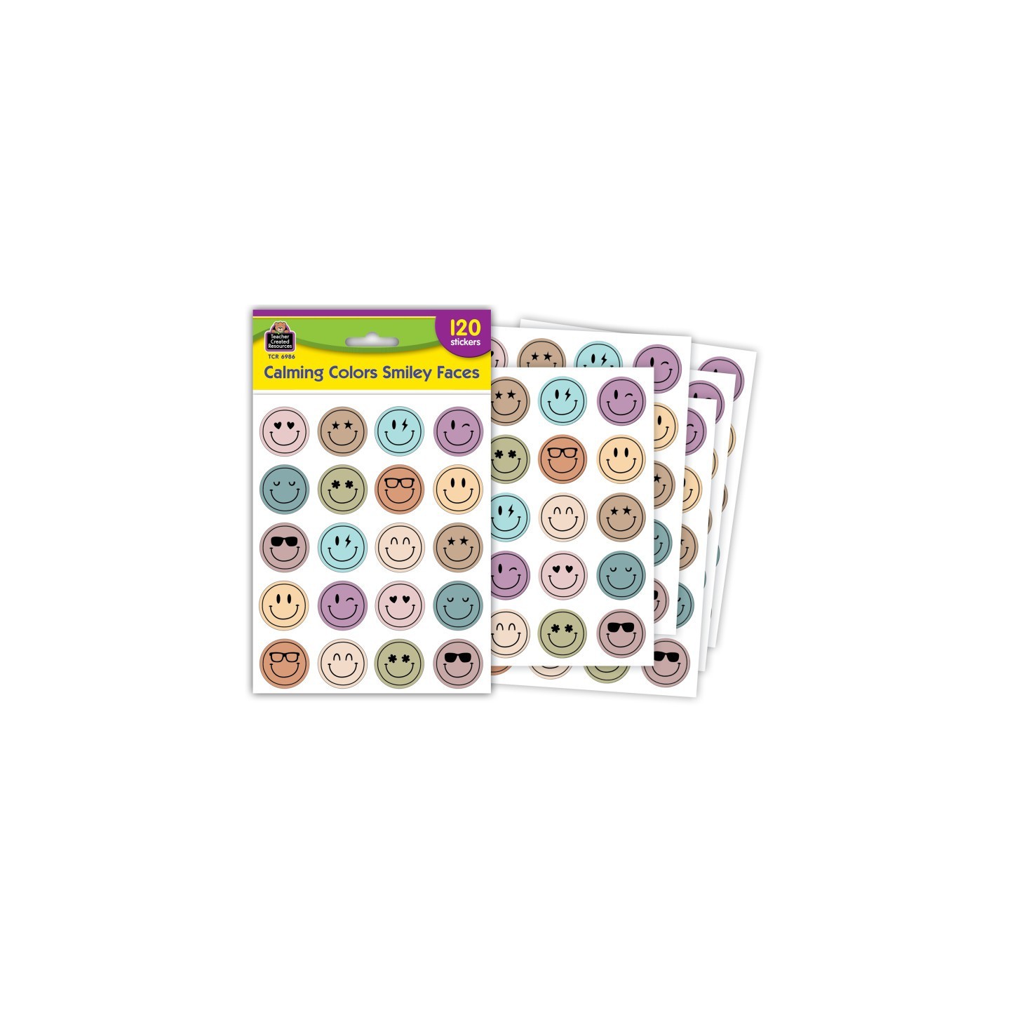 Teacher Created Resources® Calming Colors Smiley Faces Stickers, Pack of 120