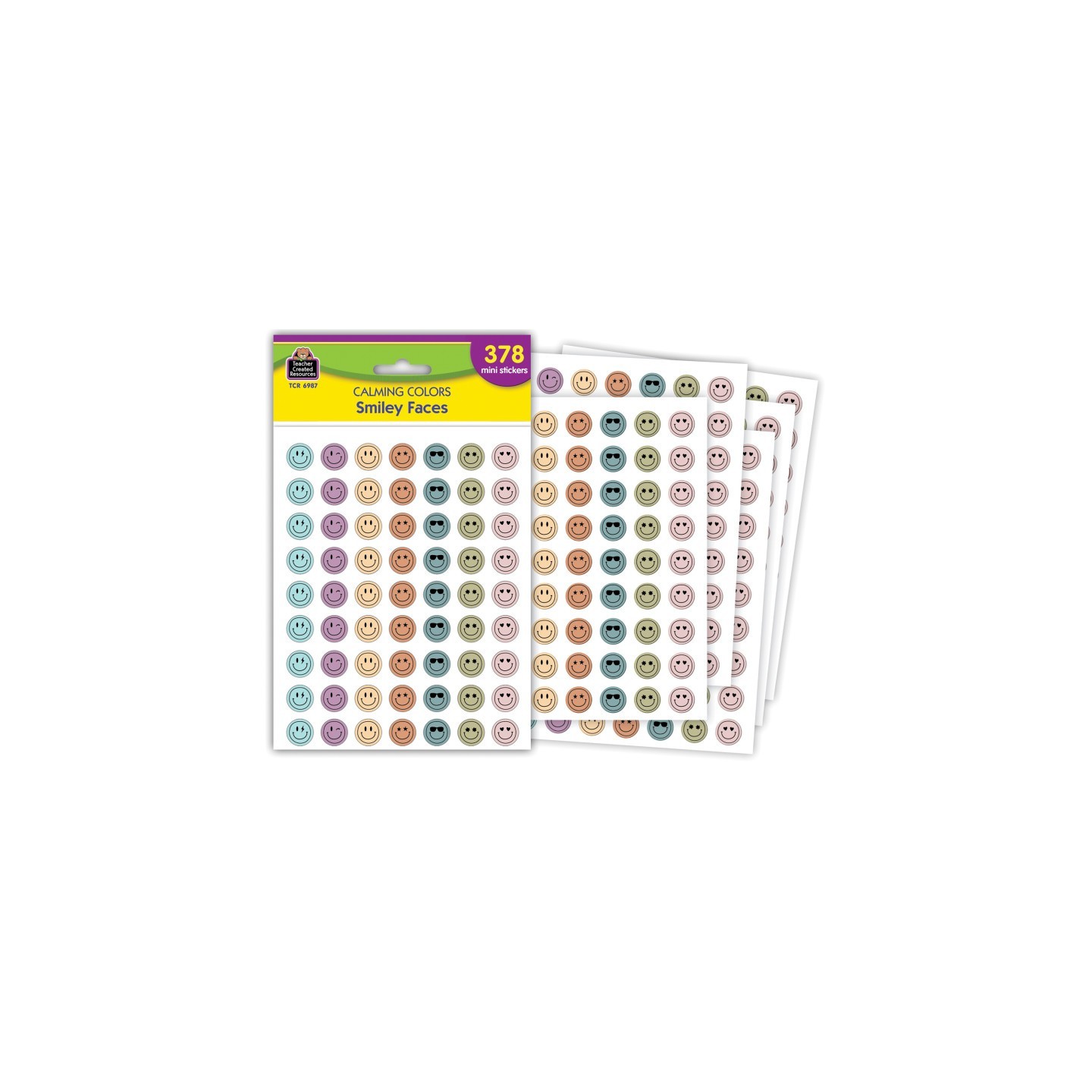 Teacher Created Resources® Calming Colors Smiley Faces Mini Stickers, Pack of 378