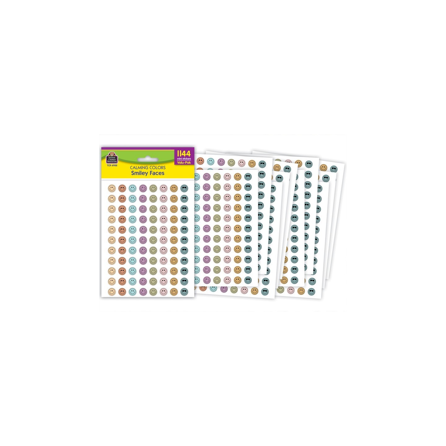 Teacher Created Resources® Calming Colors Smiley Faces Mini Stickers Valu-Pak, Pack of 1144