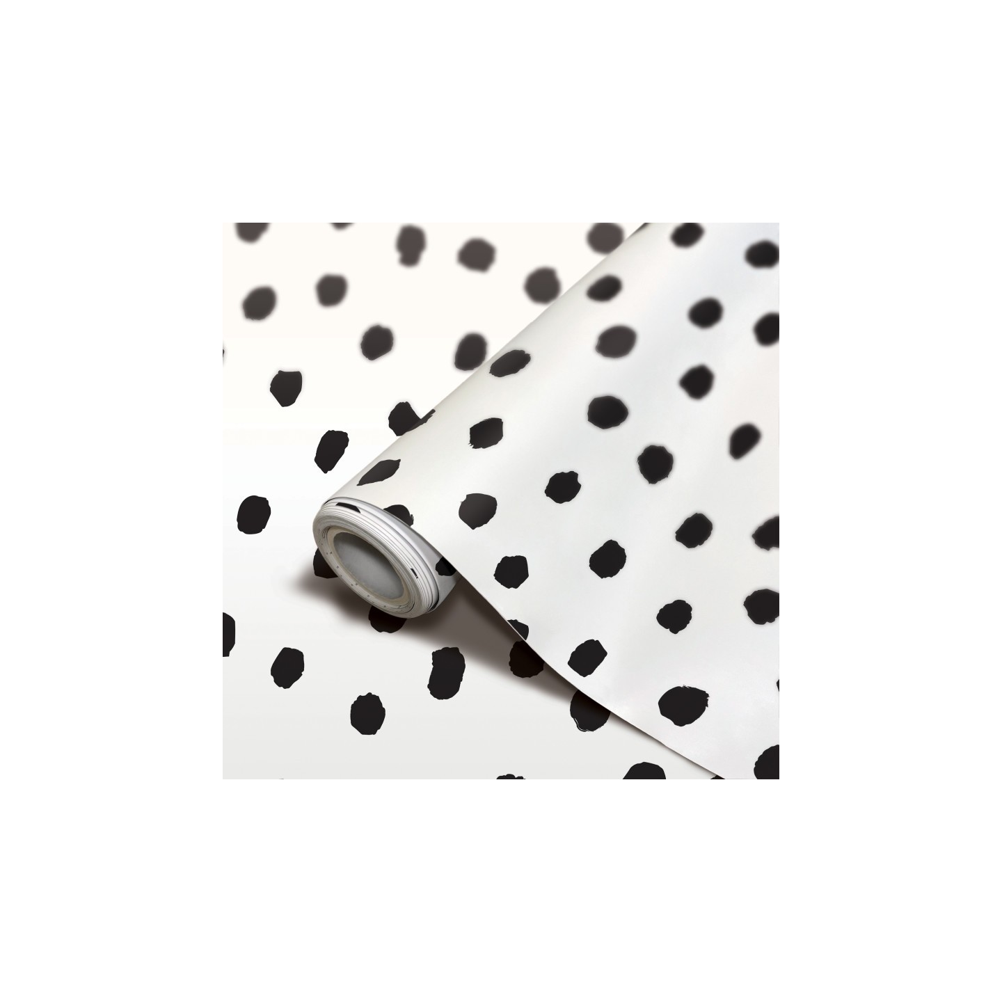 Teacher Created Resources® Peel and Stick Decorative Paper Roll, 17-1/2" x 10 ft, Black Painted Dots