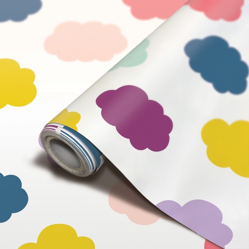 Teacher Created Resources® Peel and Stick Decorative Paper Roll, 17-1/2" x 10 ft, Oh Happy Day Clouds