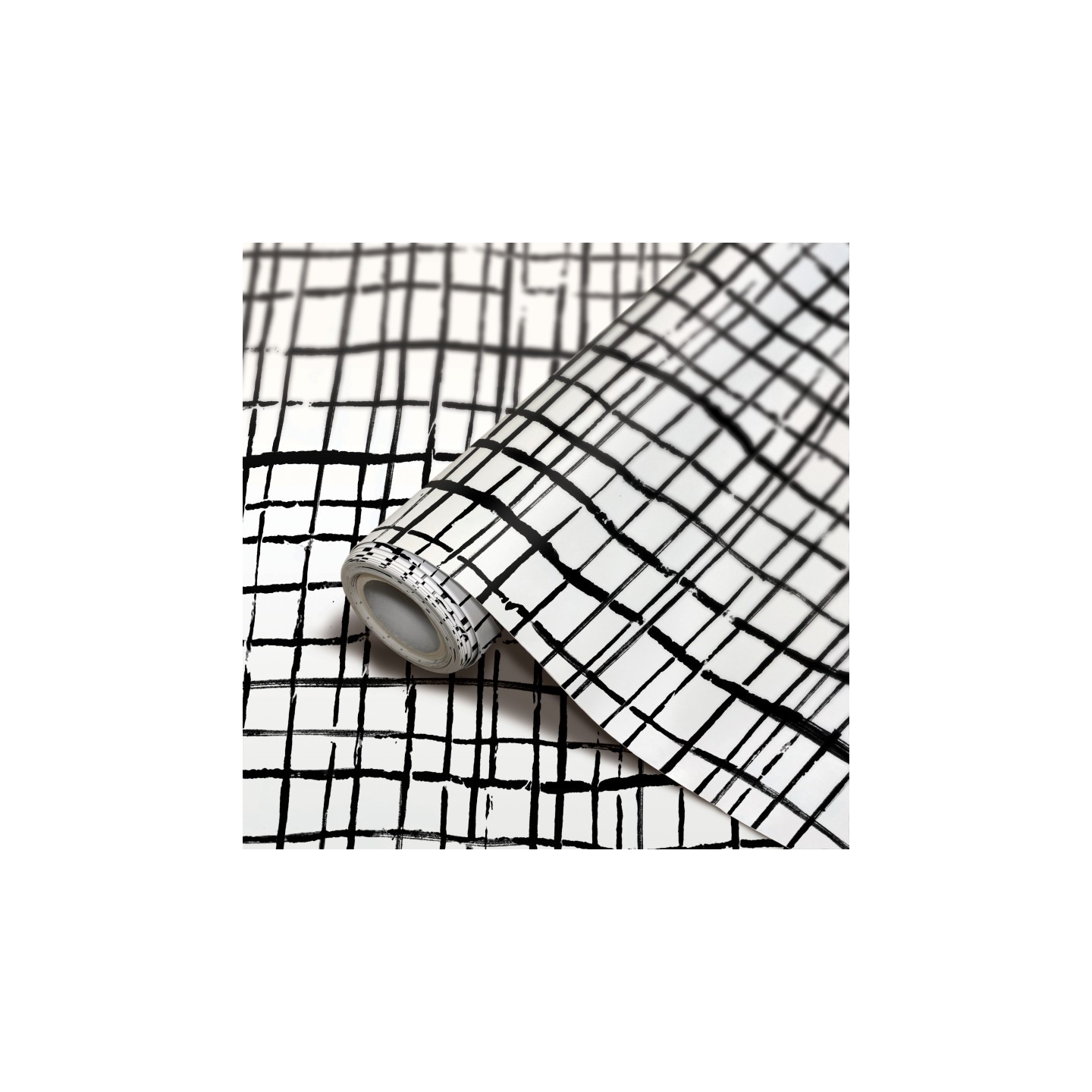 Teacher Created Resources® Peel and Stick Decorative Paper Roll, 17-1/2" x 10 ft, Black Freestyle Grid