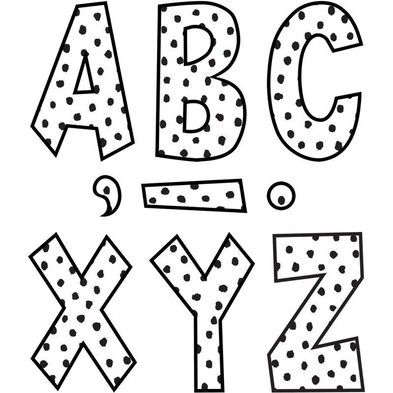 Teacher Created Resources® Black Painted Dots on White 7" Fun Font Letters