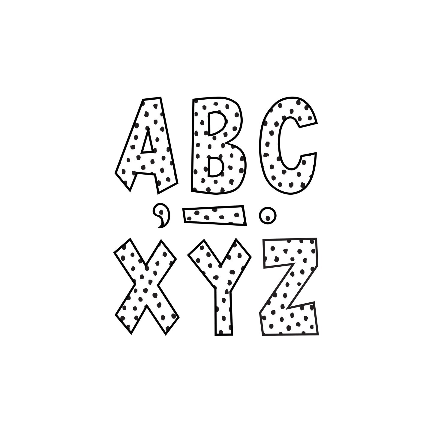 Teacher Created Resources® Black Painted Dots on White 7" Fun Font Letters