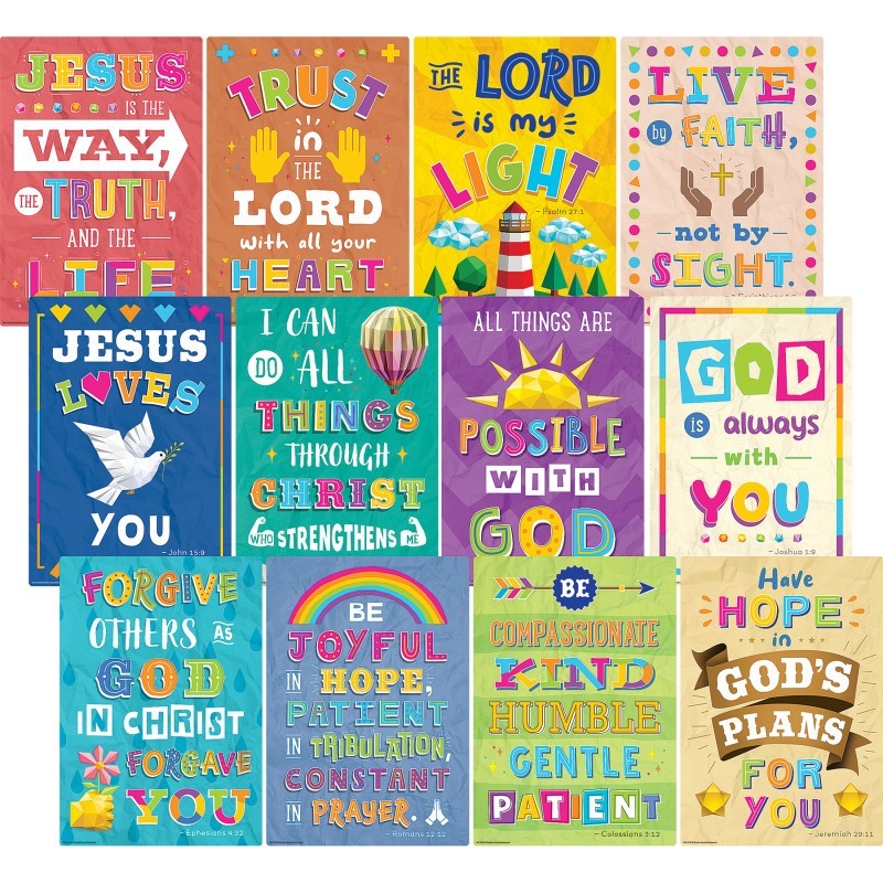 Teacher Created Resources® Bible Verses Small Poster Pack, 12 Posters