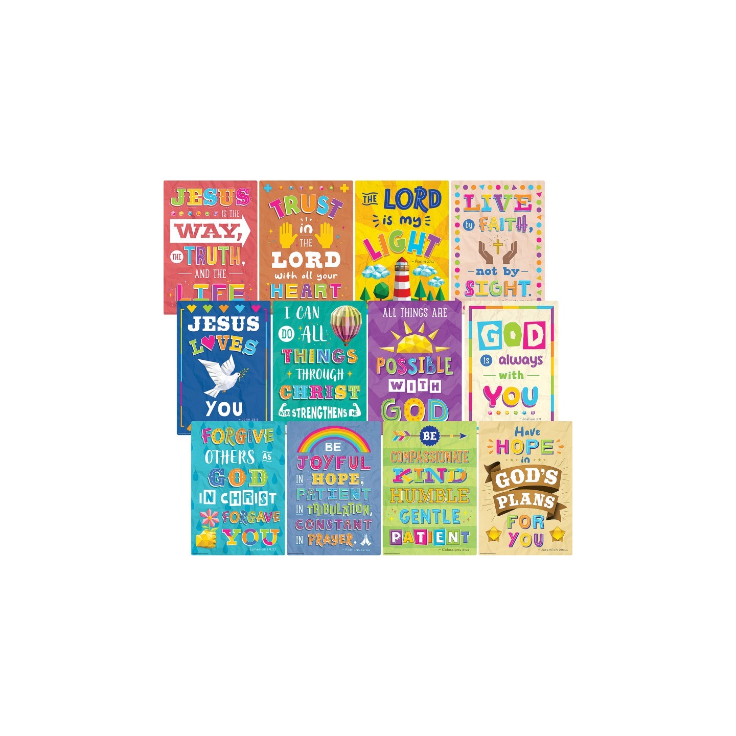 Teacher Created Resources® Bible Verses Small Poster Pack, 12 Posters
