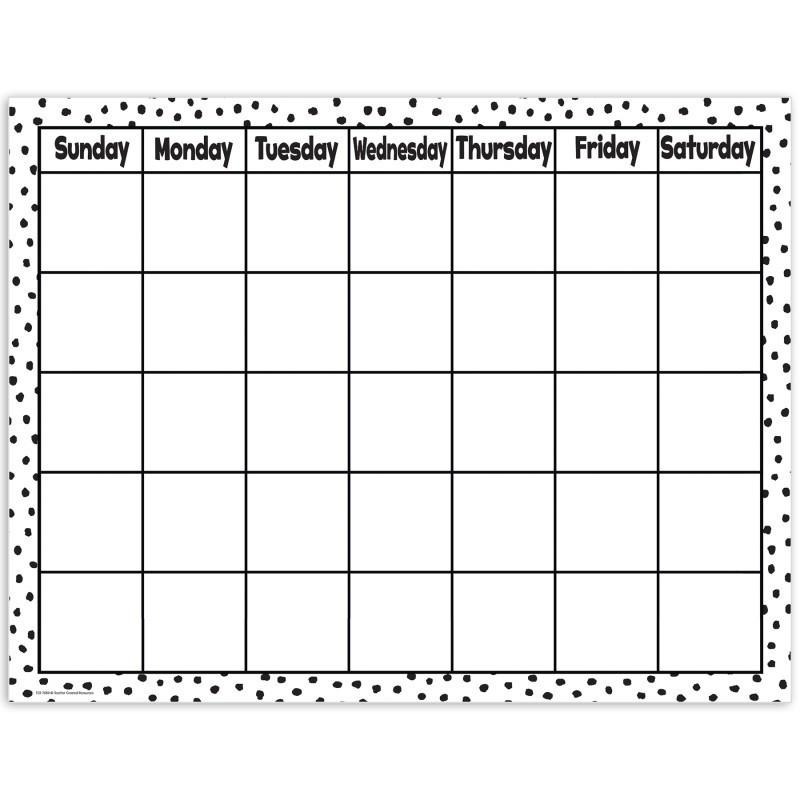 Teacher Created Resources® Black Painted Dots on White Calendar Chart, 17" x 22"