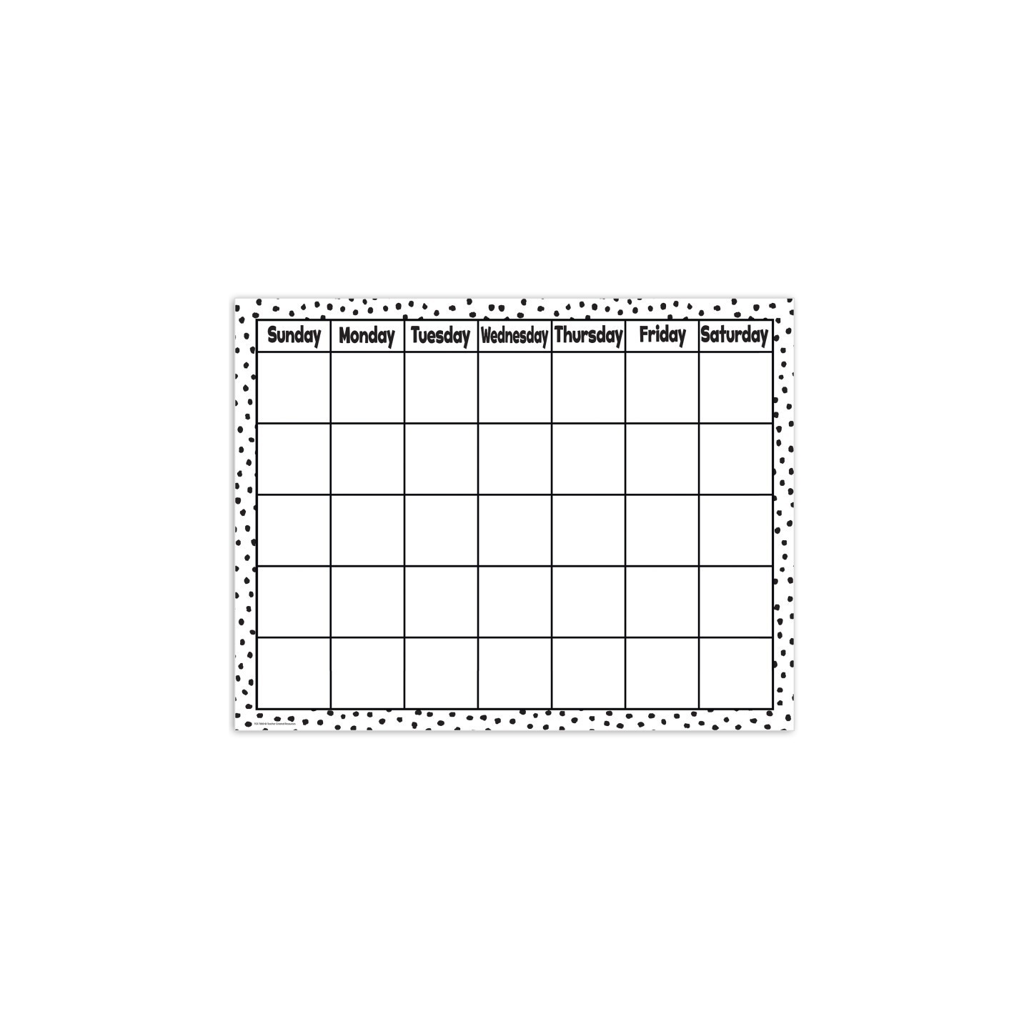 Teacher Created Resources® Black Painted Dots on White Calendar Chart, 17" x 22"