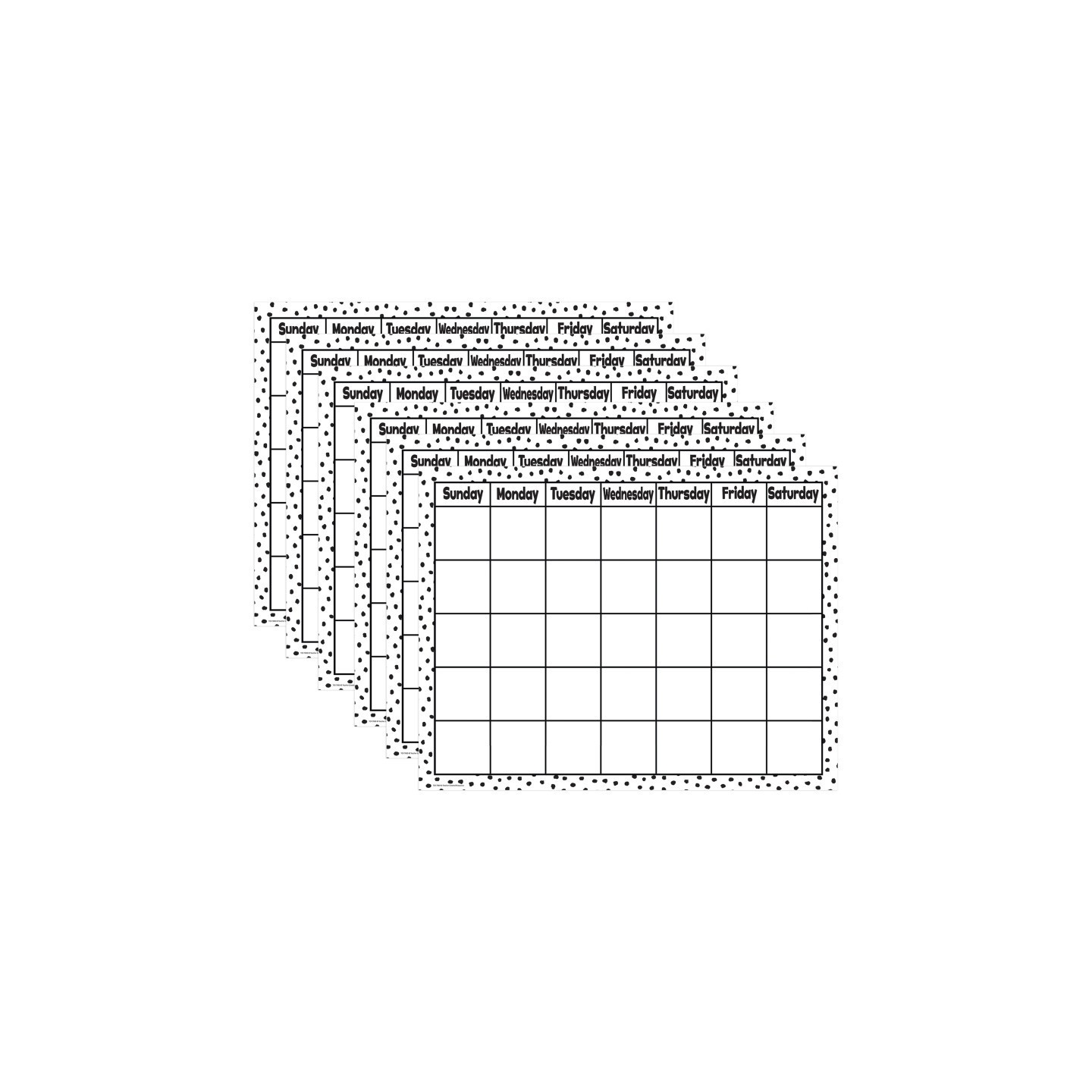 Teacher Created Resources® Black Painted Dots on White Calendar Chart, 17" x 22", Pack of 6