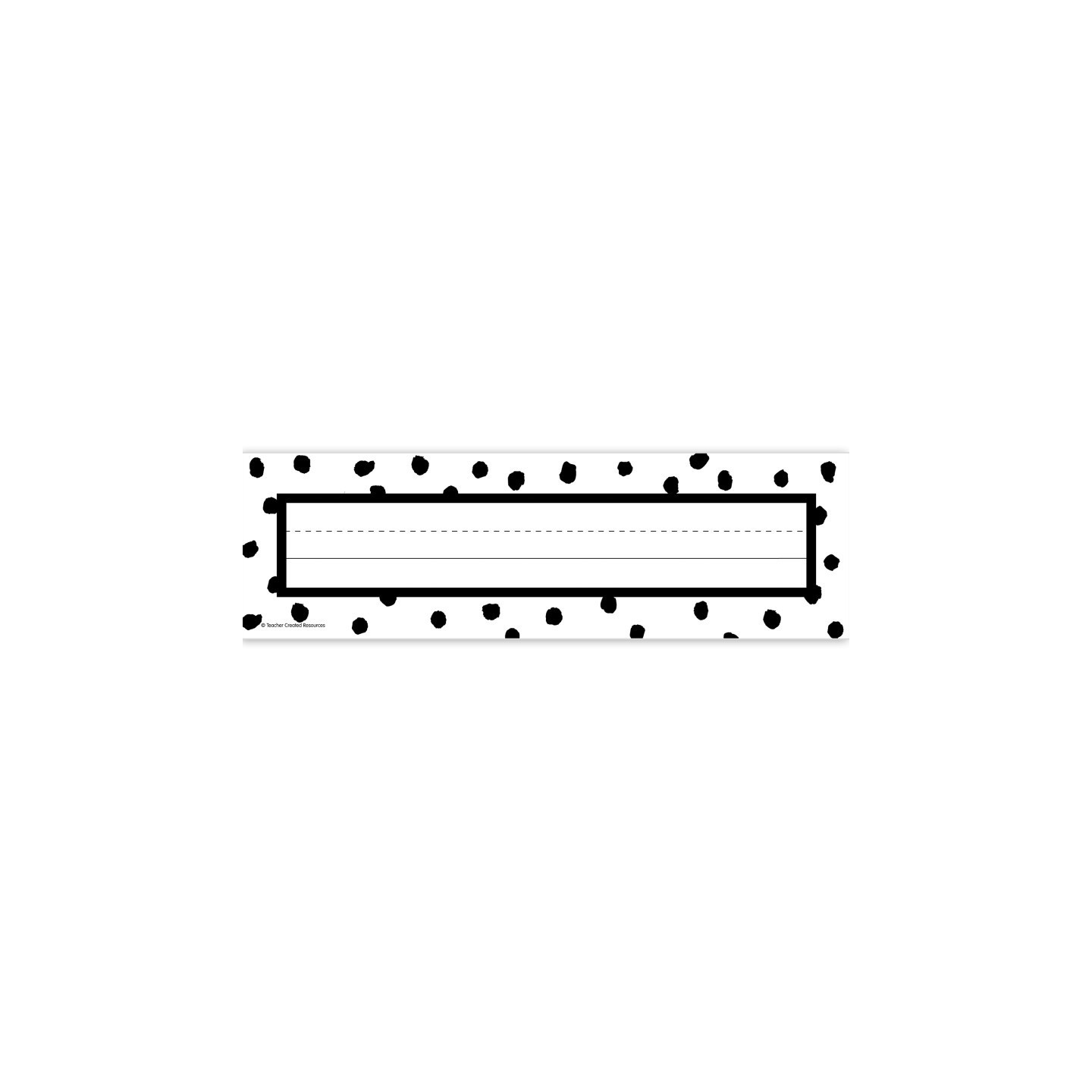 Teacher Created Resources® Black Painted Dots on White Flat Name Plates, 11-1/2" x 3-1/2", Pack of 36