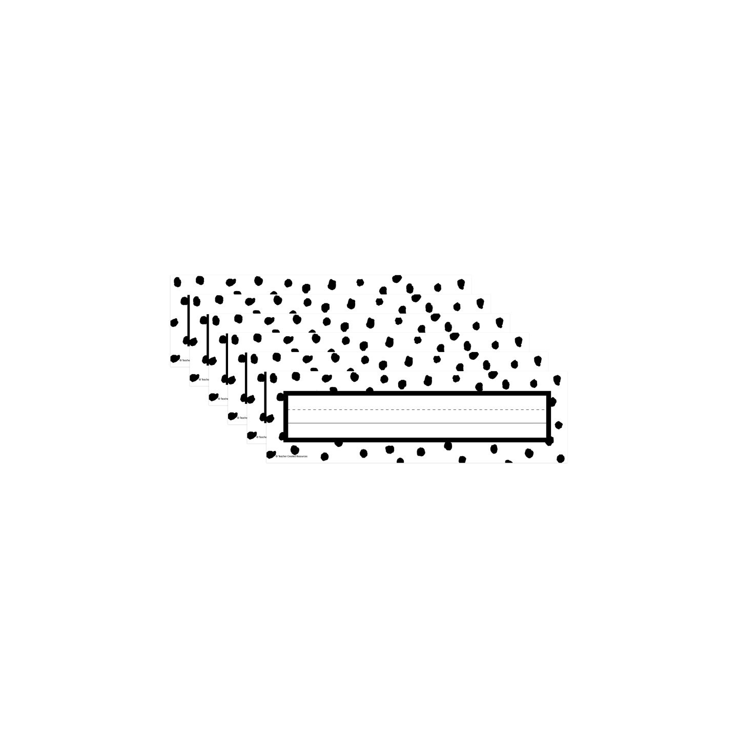 Teacher Created Resources® Black Painted Dots on White Flat Name Plates, 11-1/2" x 3-1/2", 36 Per Pack, 6 Packs