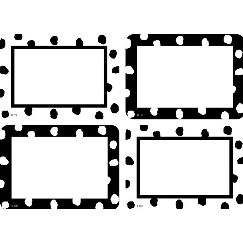 Teacher Created Resources® Black and White Painted Dots Name Tags/Labels - Multi-Pack - Pack of 36