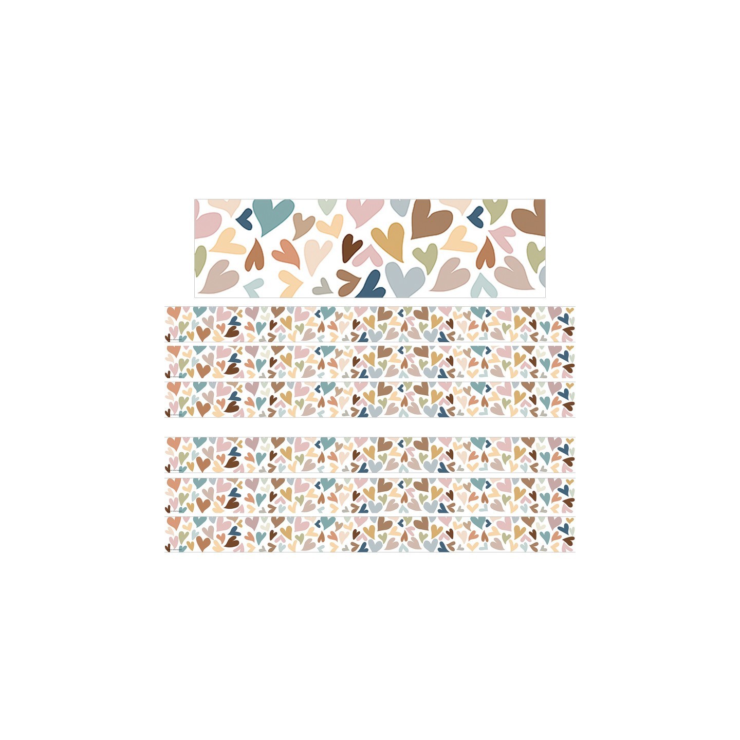 Teacher Created Resources® Everyone is Welcome Hearts Straight Border Trim, 35 Feet Per Pack, 6 Packs
