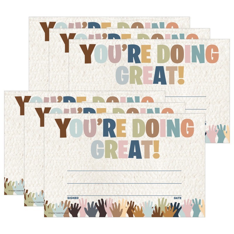 Teacher Created Resources® Everyone is Welcome You're Doing Great! Awards, 30 Per Pack, 6 Packs
