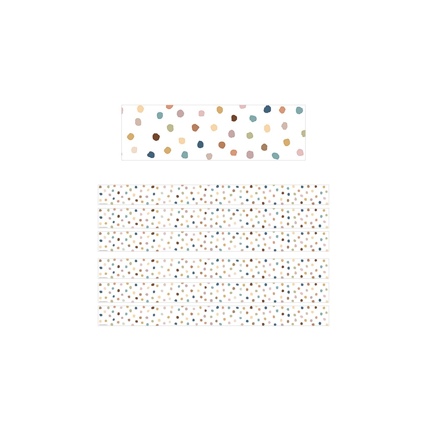 Teacher Created Resources® Everyone is Welcome Painted Dots Straight Border Trim, 35 Feet Per Pack, 6 Packs