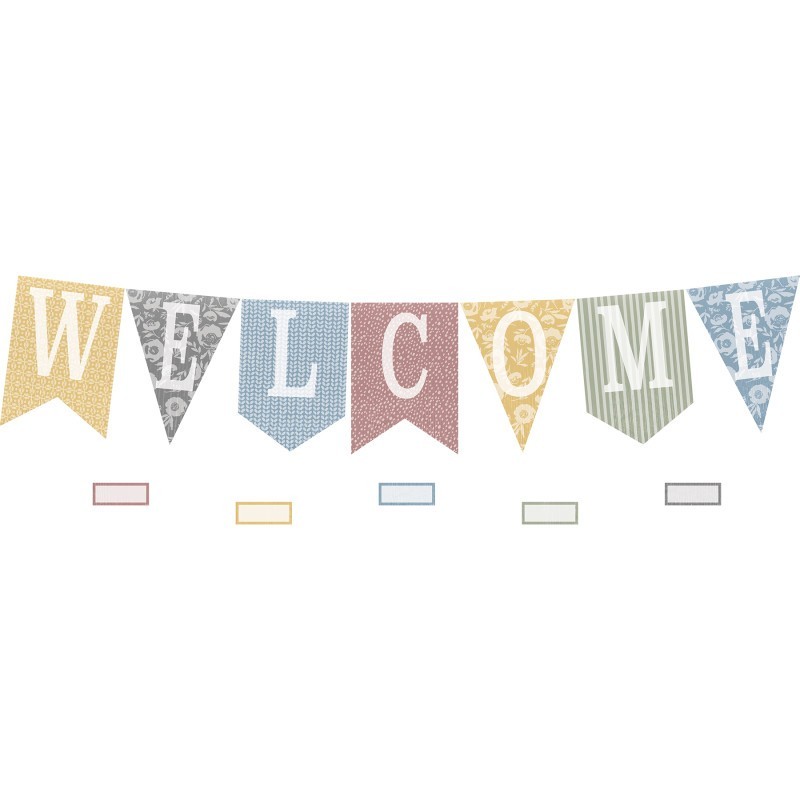 Teacher Created Resources® Classroom Cottage Pennants Welcome Bulletin Board Set, 53 Pieces