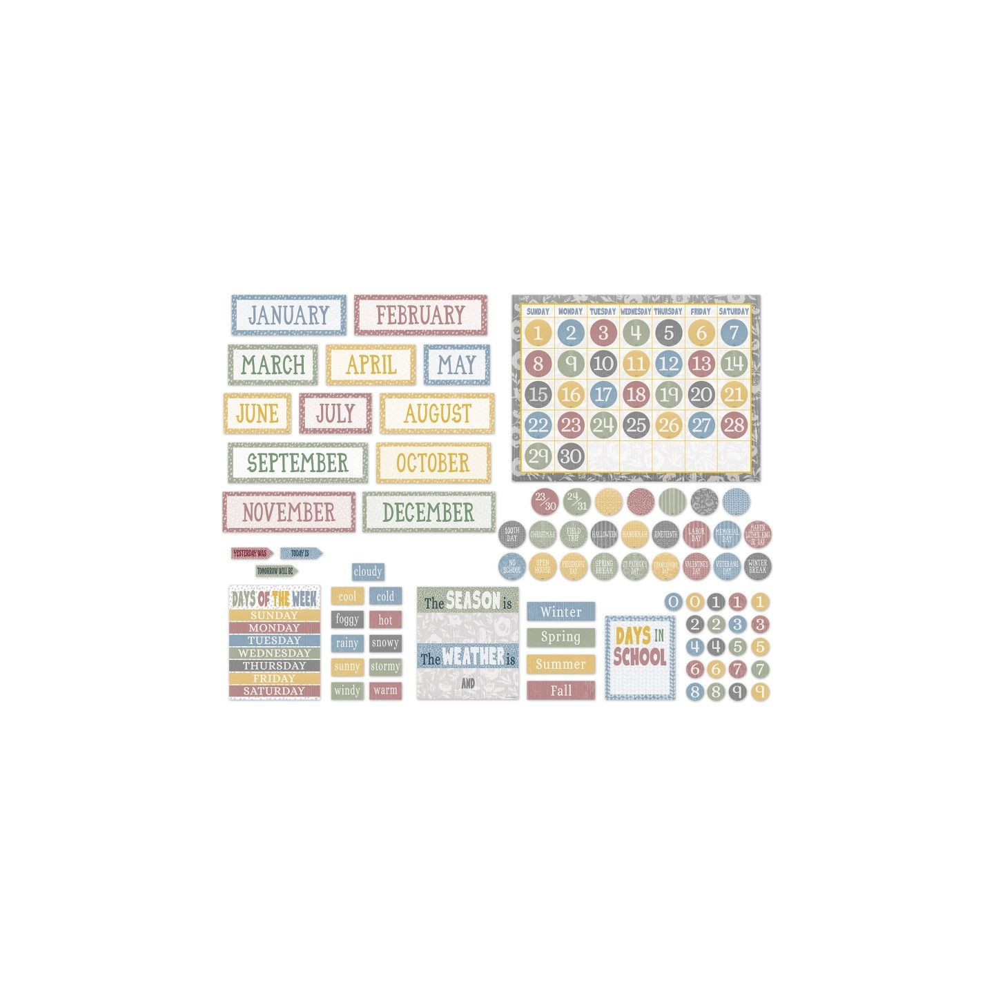 Teacher Created Resources® Classroom Cottage Calendar Bulletin Board Set, 109 Pieces