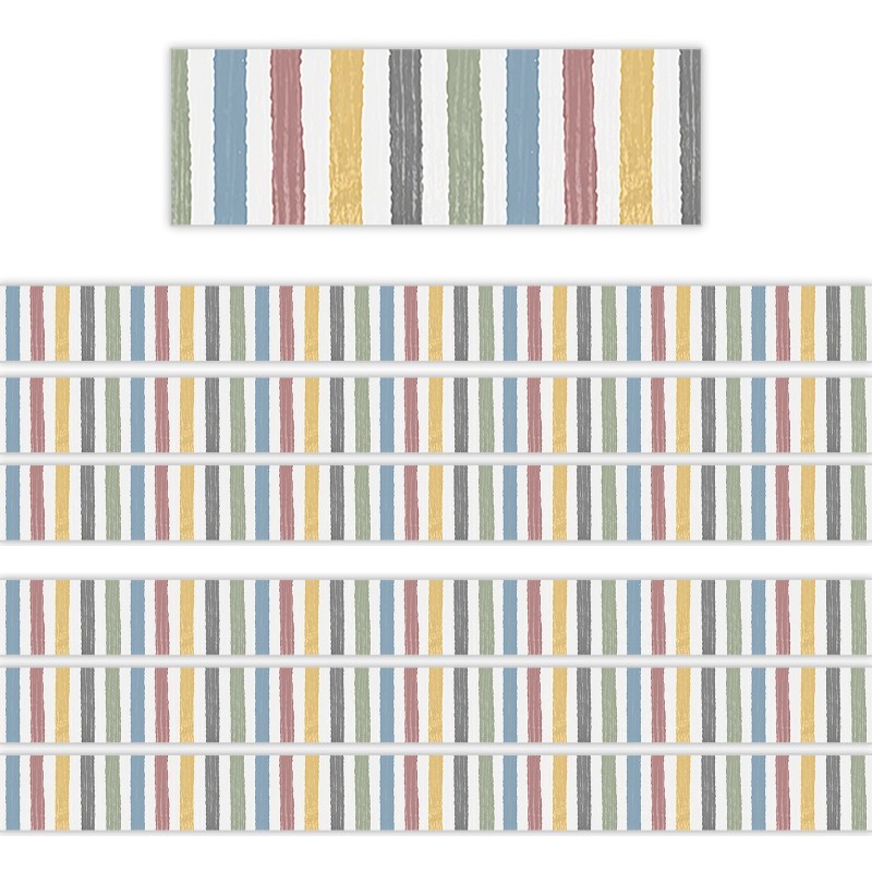 Teacher Created Resources® Classroom Cottage Stripes Straight Border Trim, 35 Feet Per Pack, 6 Packs